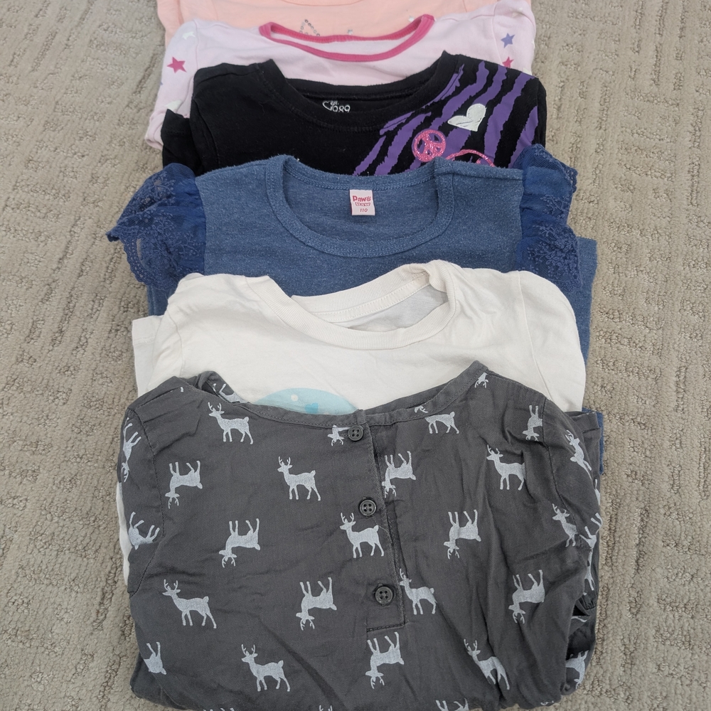 8 Girls' Colourful Long Sleeve T-shirt Bundle